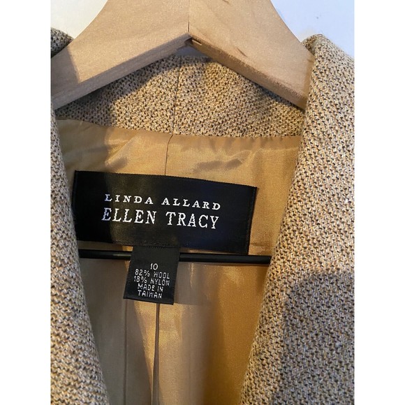 Linda Allard Ellen Tracy Wool Blend Blazer Leather Buttons Size 10 - Picture 3 of 3